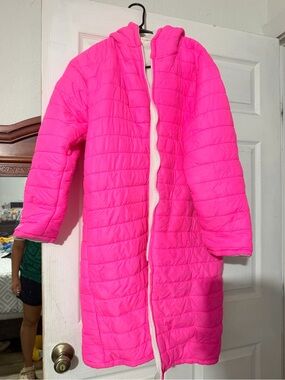 Women’s Hooded SWIMMING PARKAPuffer Coat - Hot Pink